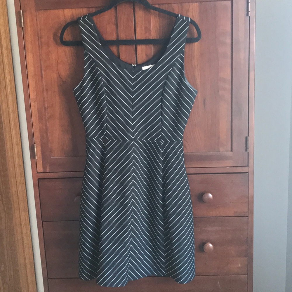 Tulle pinstripe black and white dress with pockets